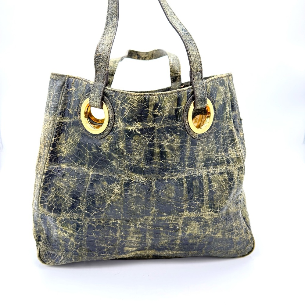 Y2K Vintage HYPE Crackled Snake Skin Tote *RARE* (B0001)